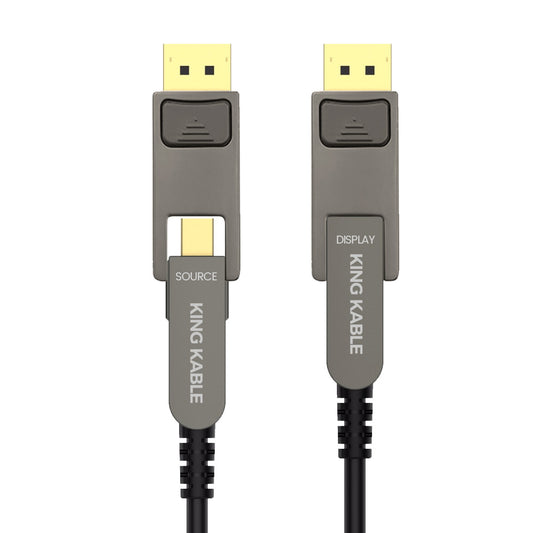 KING KABLE Active Optical Fiber Mini DisplayPort to DisplayPort1.4 Detachable Cable Mini DP to DP1.4 32Gbps 8K60 4K144 G-SYNC For PC Host Monitor Graphic Card Nvidia AMD 30M 100M DP010