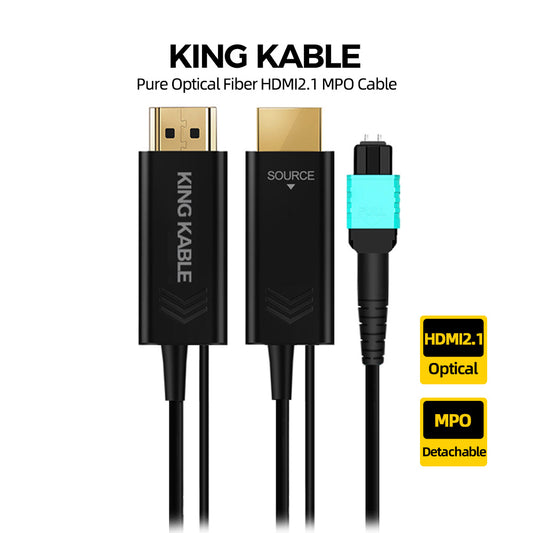 KING KABLE Pure Optical Fiber HDMI2.1 HDMI2.0 Cable MPO Detachable 10K 8K60 4K120 HDR 100M 200M 500M HD011