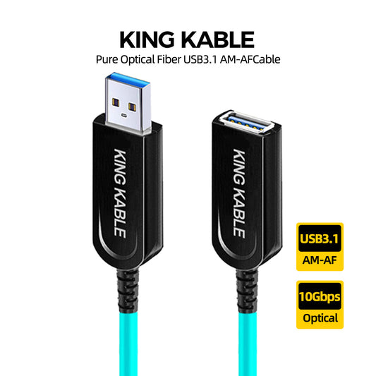 KING KABLE Pure Optical Fiber USB3.1 TypeA Male to Female Cable 10Gbps USB3.0 Not Backward Compatible with USB2.0 1.1 USB047