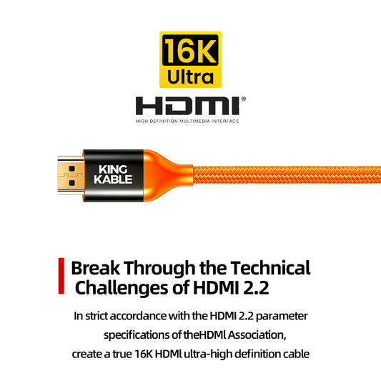 Ultra High-Speed HDMI 2.2 High-Definition Cable, 96Gbps Ultra High-Speed HDMI Cable 2.2 - 96Gbps, Supports 16K/8K@120Hz/4K@240Hz, Dynamic HDR, eARC, for Computers, TVs, Projectors and More