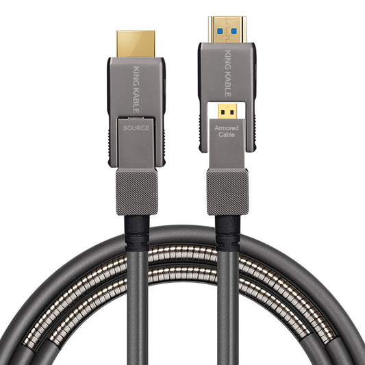 KING KABLE Armor Optical Fiber HDMI2.1 Cable Detachable Micro HDMI2.1 to HDMI2.1 48Gbps 10K 8K60 4K120 eARC G-SYNC For Canon SONY FUJI NIKON Camera In-wall Cabling 100M HD020