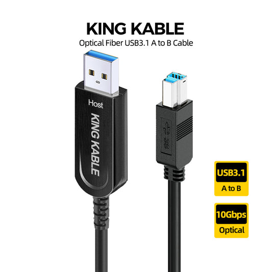 KING KABLE Optical Fiber USB3.1 Gen2 Type A to B Cable 10Gbps USB3.0 Not Backward Compatible with USB2.0 USB1.1 Version USB026
