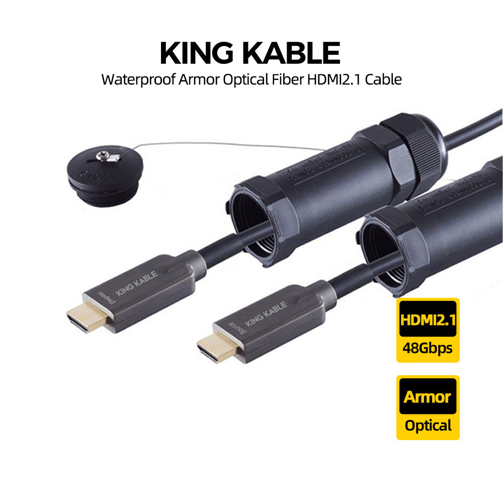 KING KABLE Waterproof Optical Fiber HDMI2.1 Cable 48Gbps 10K 8K60 4K12