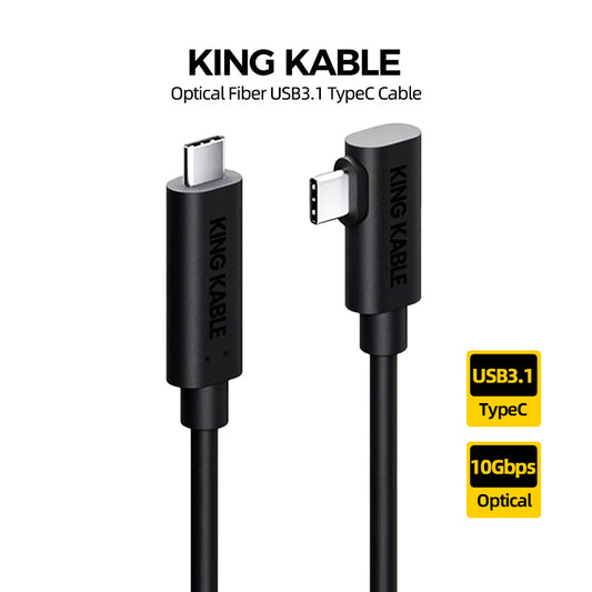 KING KABLE Optical Fiber USB3.1 Gen2 TypeC Cable 10Gbps 90° Angle PD60W USB3.0 Not Backward Compatible with USB2.0 USB1.1 Version USB041